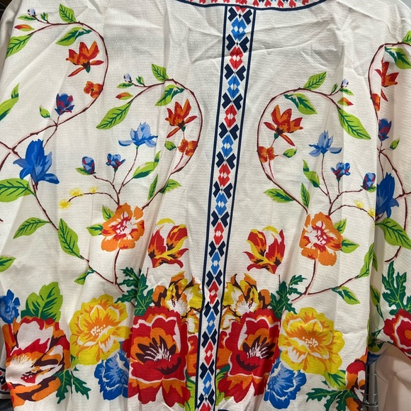 Bohemian Cream Floral Print Kimono Sleeve Crop Top - Picture 8 of 10